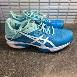 ASICS E650N Womens Shoes Blue Synthetic Textile Leather Sneakers Size 7.5